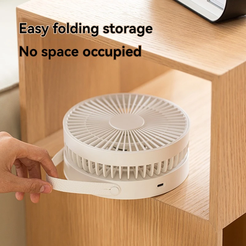 Składany wentylator biurkowy z ładowaniem USB, przenośny schowek, wentylator podłogowy, cyfrowy wyświetlacz z lampką nocną, wentylator ręczny 3600 mah,