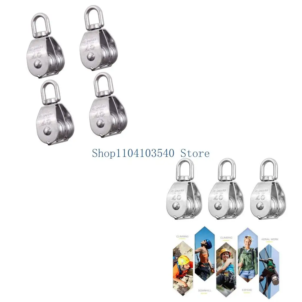 02DC Factory, Warehouse, and Dock Rope Guide Pulley, Steel Double-Sheave Fixed Unit with Top Attachment Eye,