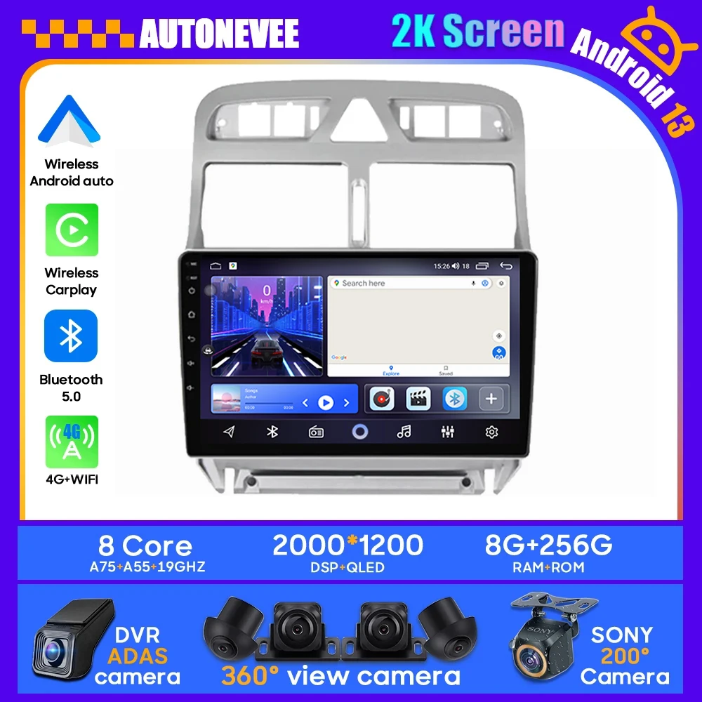 

Car Radio Android 13 For Peugeot 307 1 2001 - 2008 GPS Navigation Stereo Multimedia Player Android Auto Carplay 4G Wifi No 2din