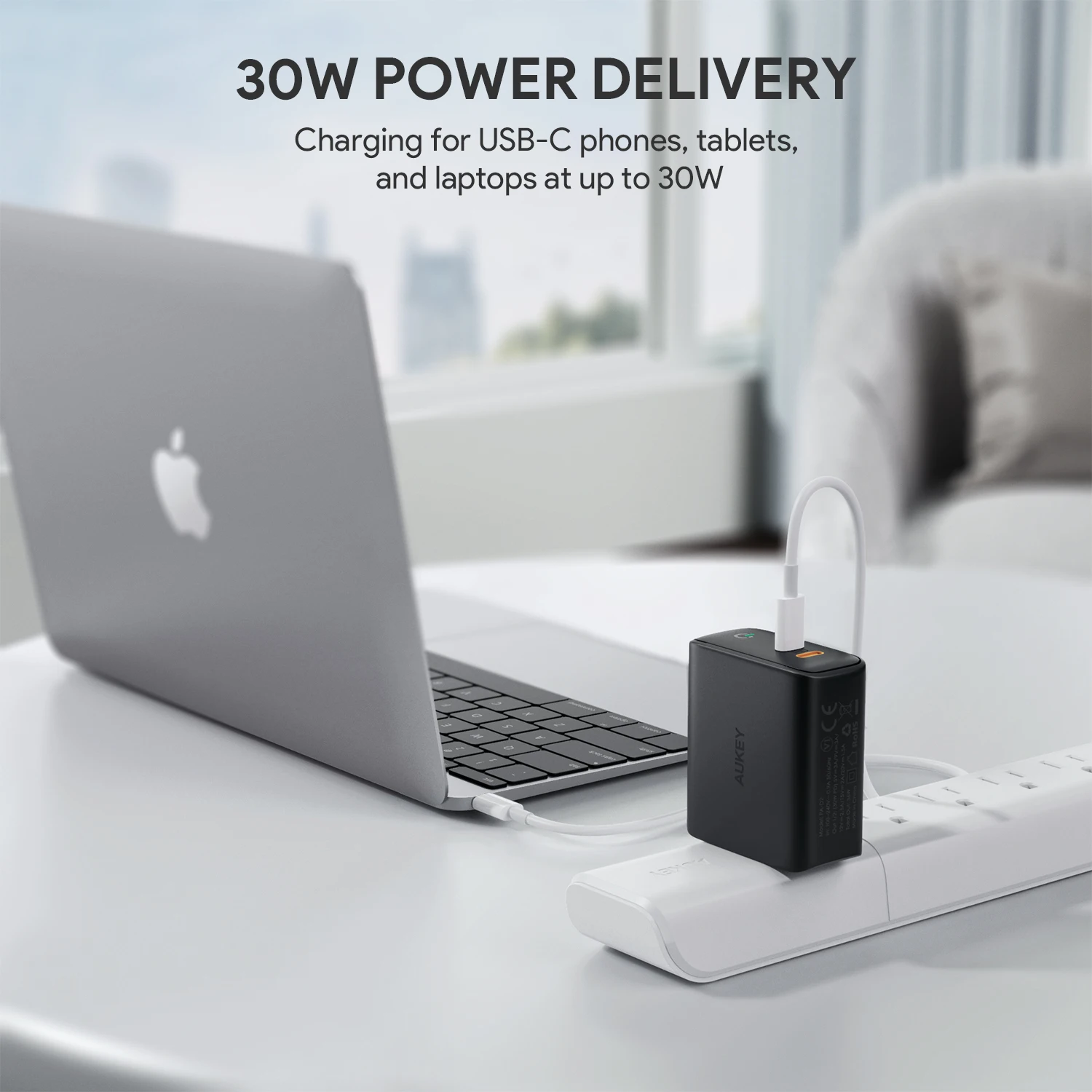 AUKEY PA-D2 65W Omnia Duo szybki ładowania Dual-Port PD USB-C ładowarek ściennych ue wtyczka dla inteligentnego Tablet z funkcją telefonu akcesoria