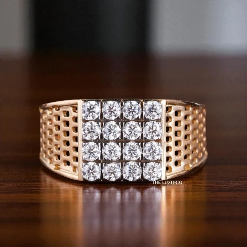 Solid 925 Sterling Silver Ring Fully Set with Moissanite Festive Gift Ideal for Any Occasion