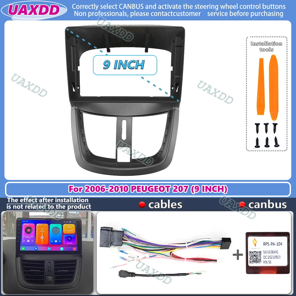 

9-дюймовый автомобильный стерео-радиоприемник для PEUGEOT 2006-2010, панель с рамкой на Android, кабель, жгут видео, адаптер, декодер приборной панели canbus