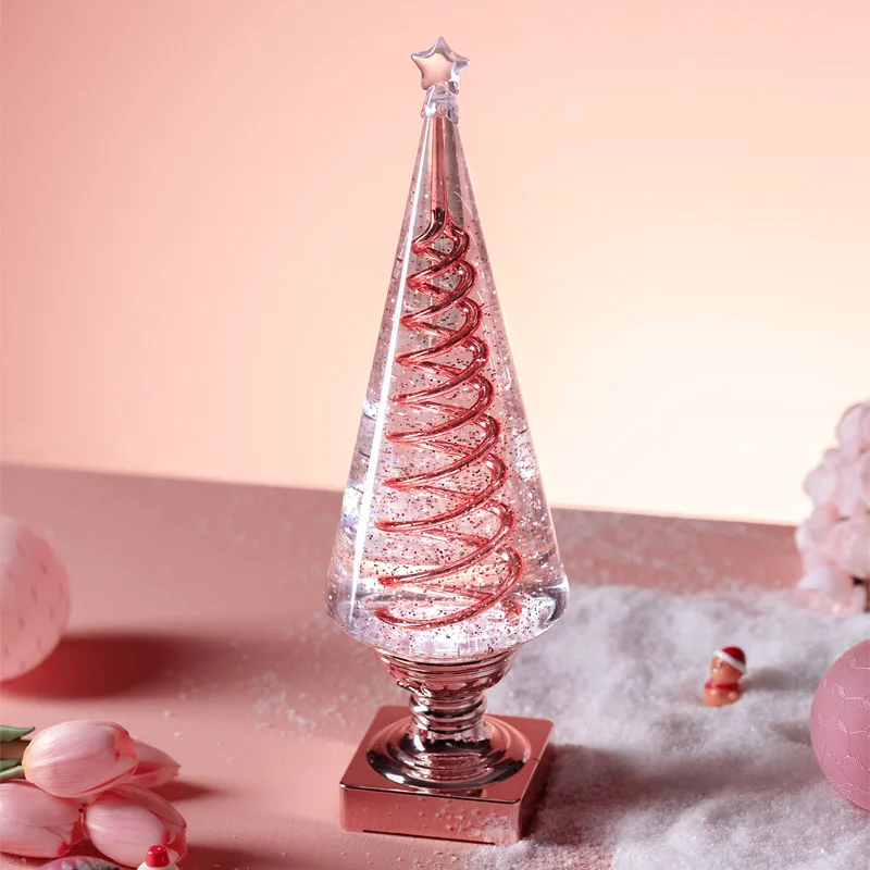 Atmosphere Decorative Lamp New Desktop Mini Glowing Rotating Christmas Tree Christmas Ornament