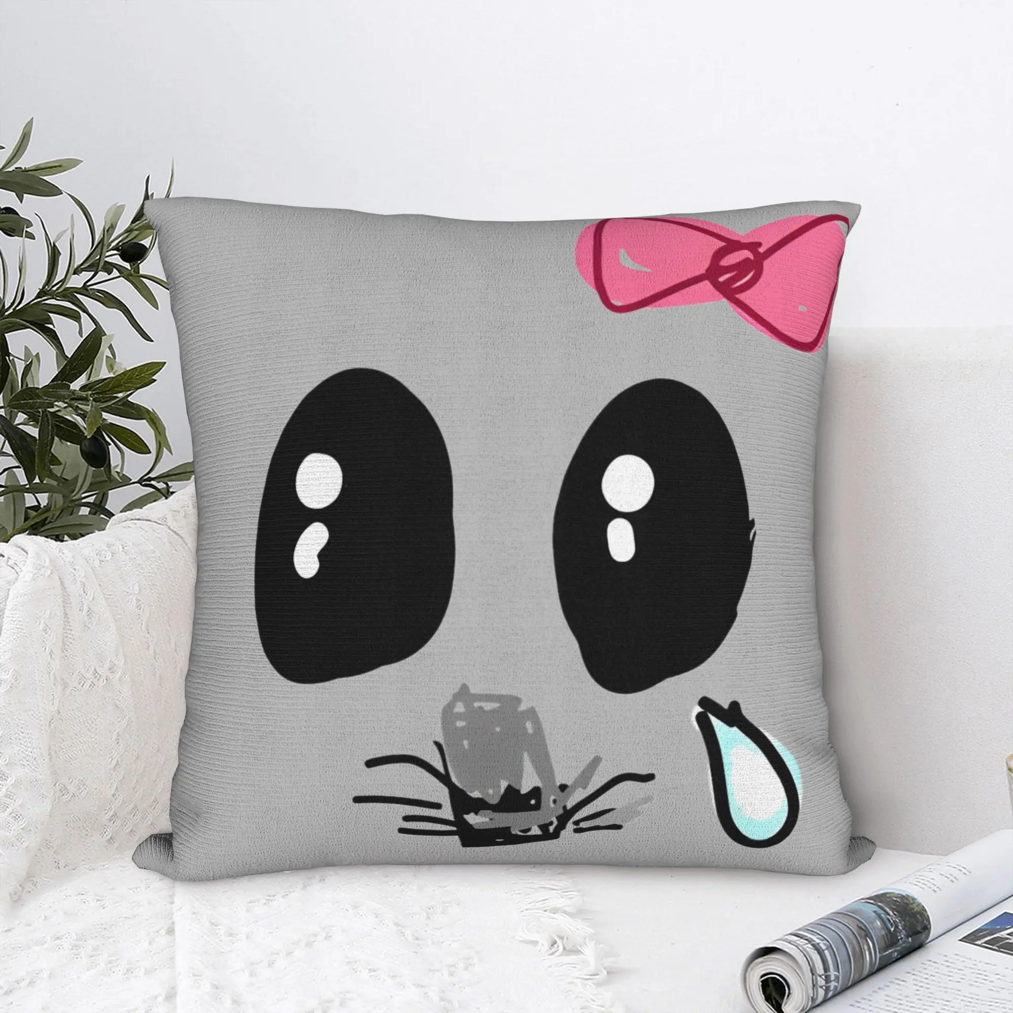 Sad Hamster Face Pillowcase Polyester Cushion Cover Decorative Meme Throw Pillow Case Cover Home Square 45X45cm