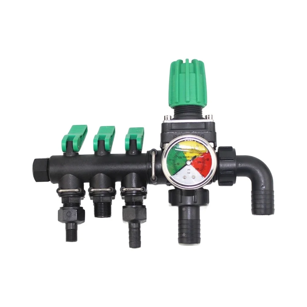 Water Distribution Manifold As Shown 3 Way Water Splitter Abs Plastic Construction Individual Shut-off Valves For Garden Hoses