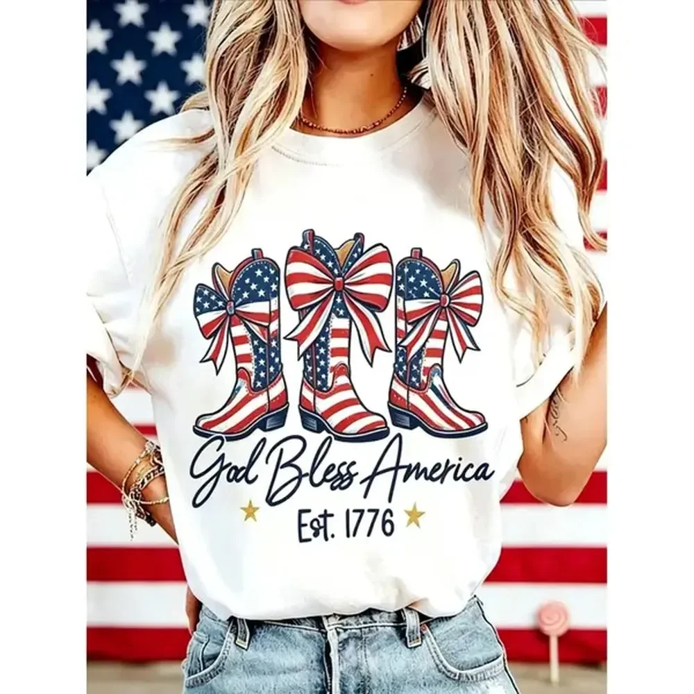God Bless America T-Shirt – 250th USA Anniversary, Independence Day 4th of July Patriotic Cotton Tee, Women & Men, USA Birthday Gift