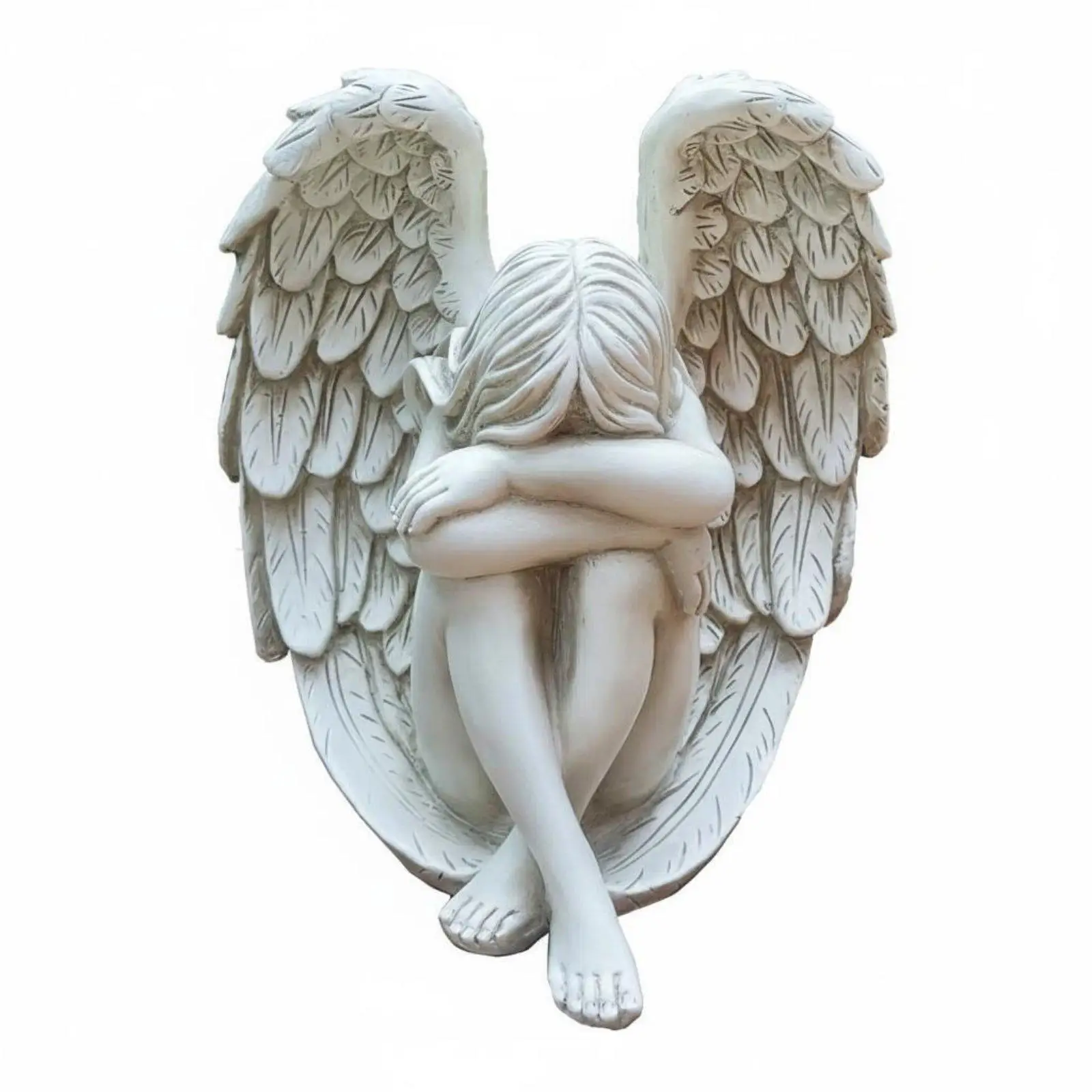 Resin Angel Garden Statue for Patio Decoration Weeping Design Vintage Memorial Sculpture Ornament
