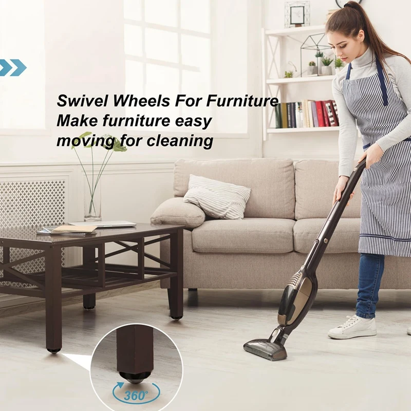 4 Piece 1 Inch Self Adhesive Caster Wheels For Furniture Black Plastic+Steel Ball For Small Appliance Storage Bins