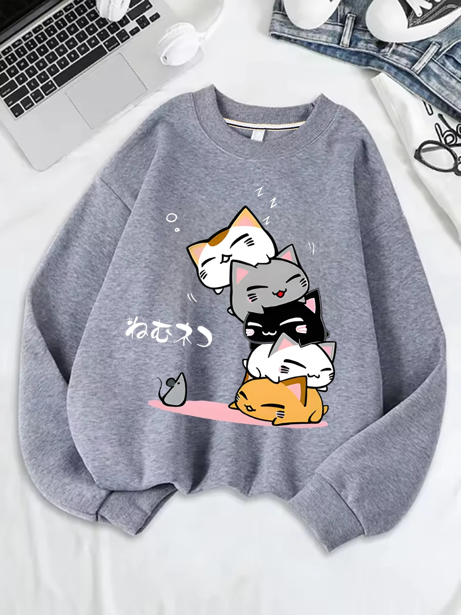 سويت شيرت برقبة دائرية وأكمام طويلة مطبوع كاجوال دافئ أنيق بنمط شخصي ثقيل الوزن (وزن القماش 220–320 جم/م2)