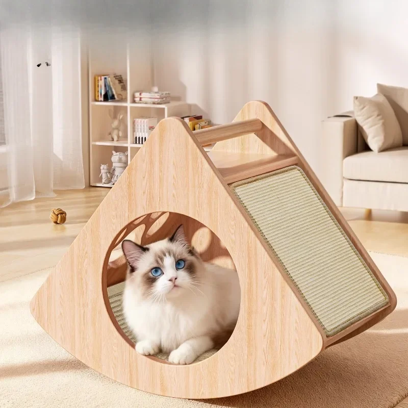 The scratching board cat is an integrated wear-resistant and non-crumb semi-closed new type of escape house