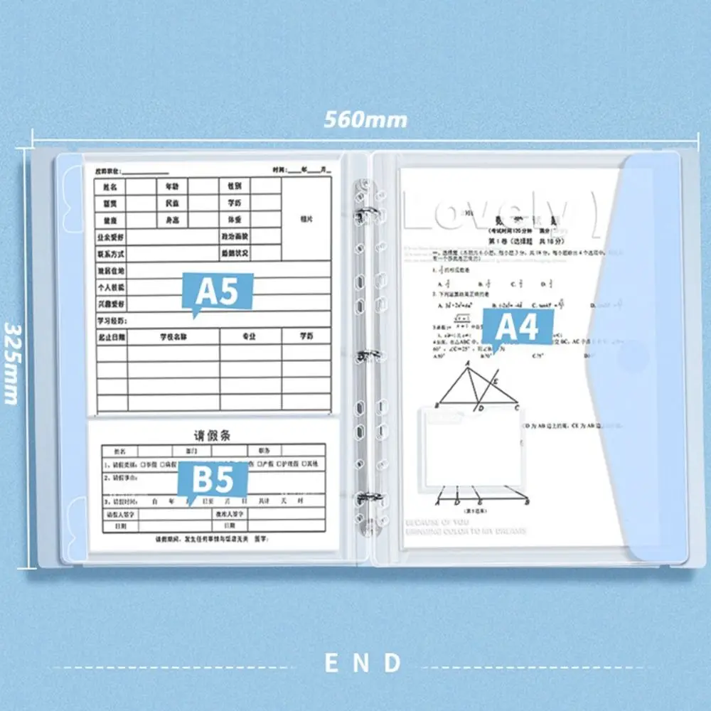 INS Style Loose Leaf A4 File Folder Transparent Detachable Data Booklet Students Stationery Office Storage Booklet Gift