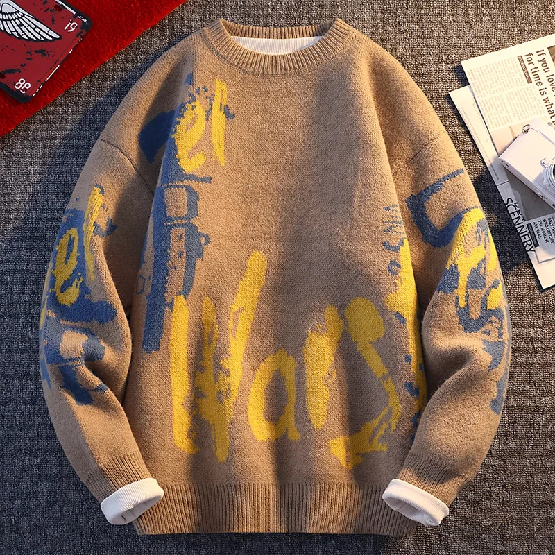 Designer Original Men's Autumn Luxury Long Sleeves Knit Sweater Jacquard Keep Warm Round Neck Pullover Leisure Trend Men's Tops