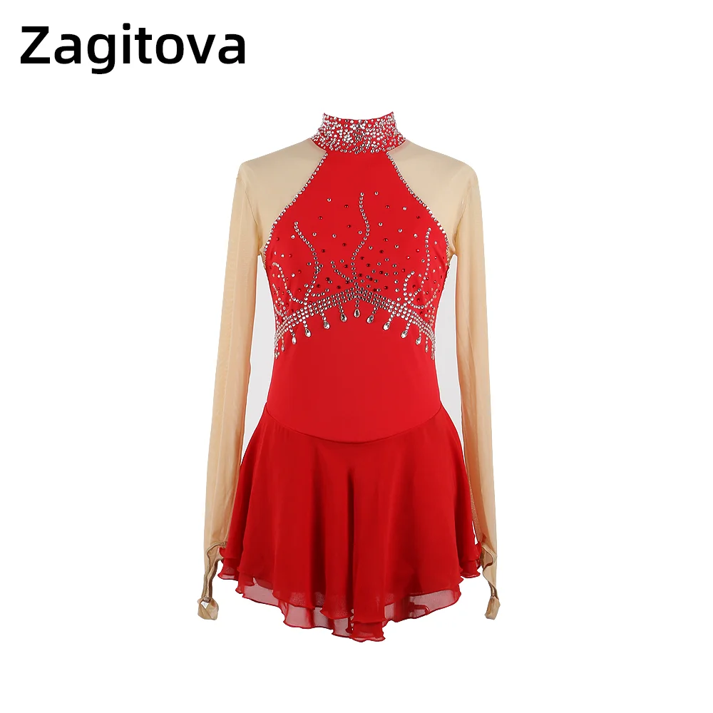 

Zagitova Figure Skating Dress Women Girls Ice Skating Skirt Performance Competition Mesh Skirt Costume