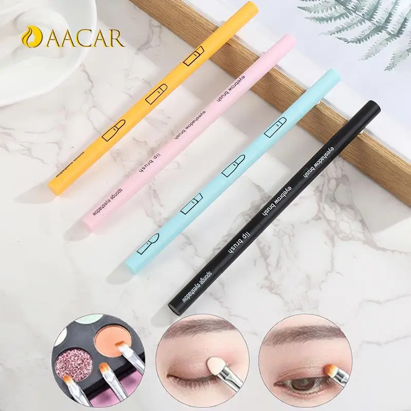 4 In 1 16.2cm Portable Makeup Brush Mini Eyeshadow Lip Brushes Detachable Cosmetic Pen Brushes Portable Professional Beauty Tool