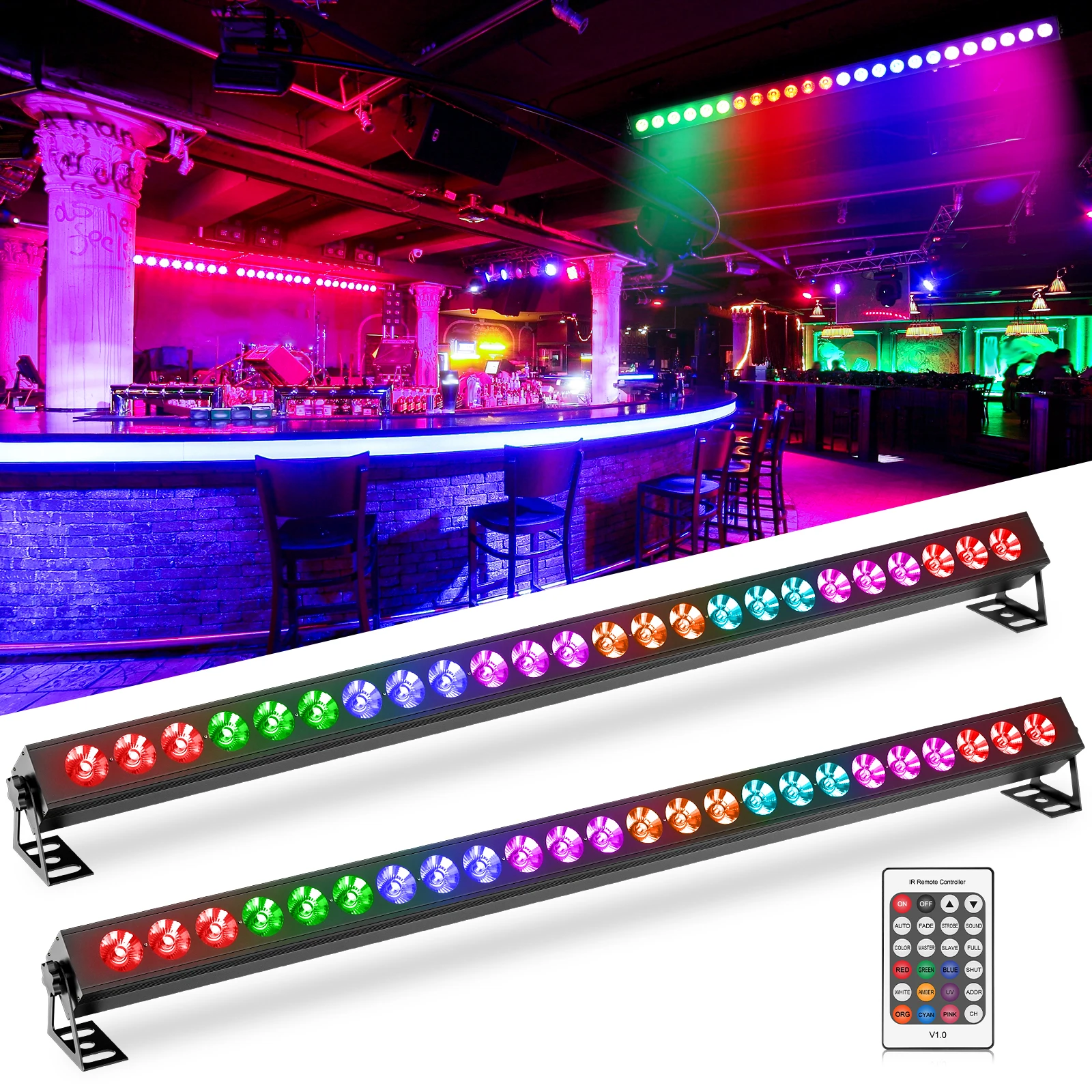 DayFlicker 2Pcs 80W Battery RGB 3in Wall Washer Light 5/8/14/26/50CH Channel Suitable for for Home Parties KTV Clubs Weddings