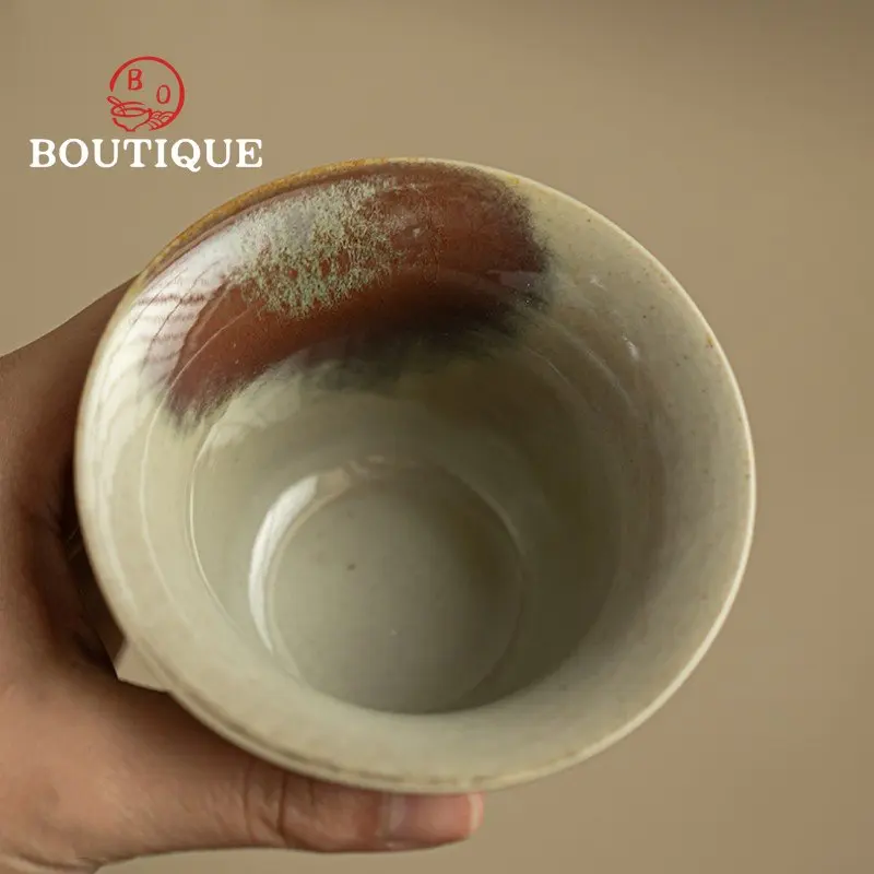 150ml Coarse Pottery Retro Dunhuang Tea Tureen Handmade Gaiwan Ercai Bowl Large Respect Teacup Tea Bowl Tea Cup Kung Fu Tea Set