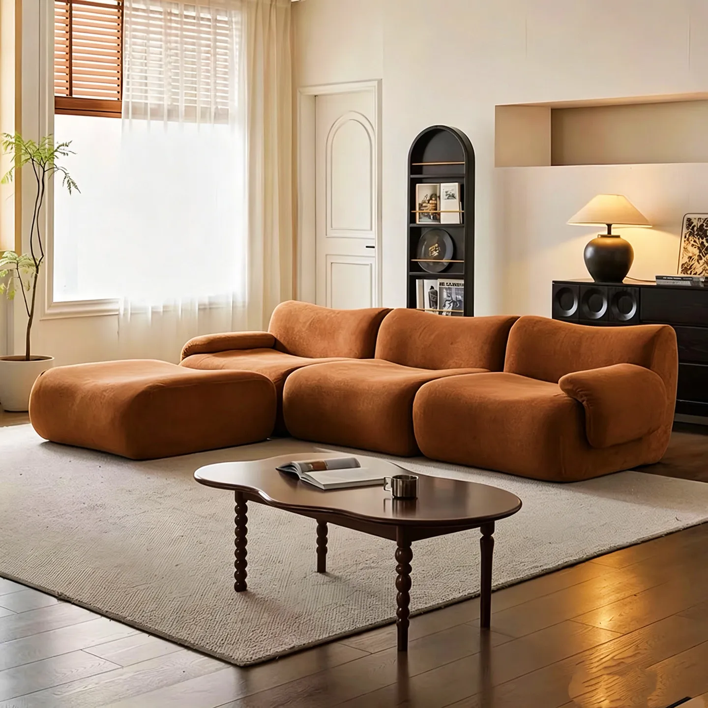 DSA sofa compression living room fabric module combination size apartment straight row sofa