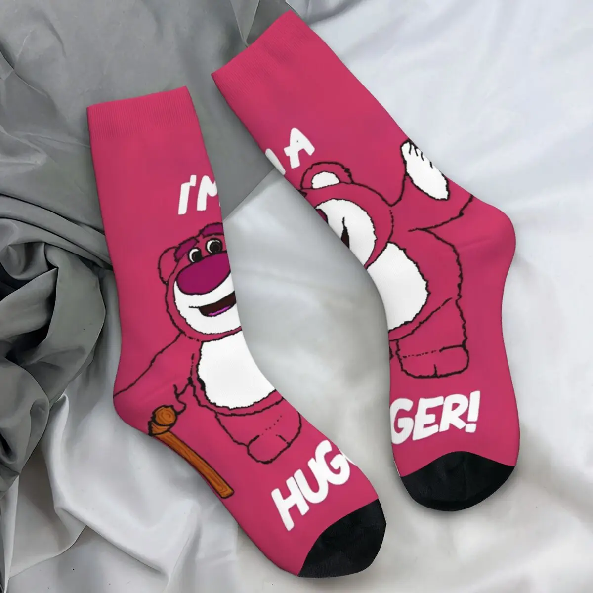 Calcetines de dibujos animados MINISO Lotso para hombre y mujer, medias de calidad Harajuku, diseño de escalada, antideslizantes, otoño