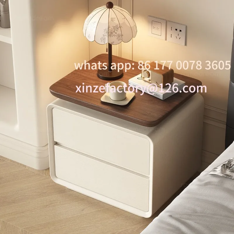 Customizable modern minimalist style bedside table all solid wood free installation