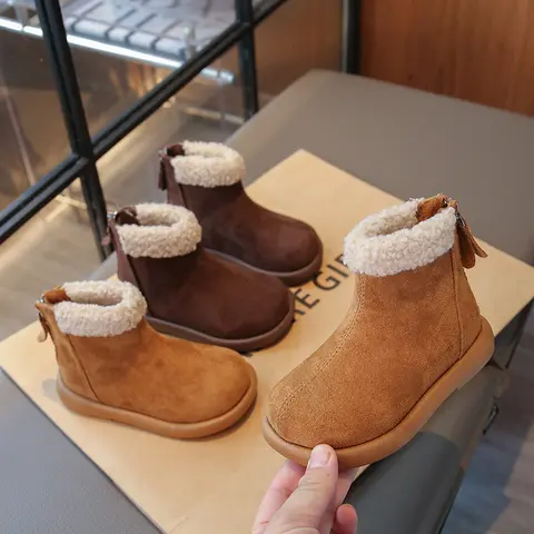 Fashion Children's Snow Boots for Autumn and Winter,casual and Warm Cotton Shoes with Zipper At The Back, Boys' and Girls' Shoes