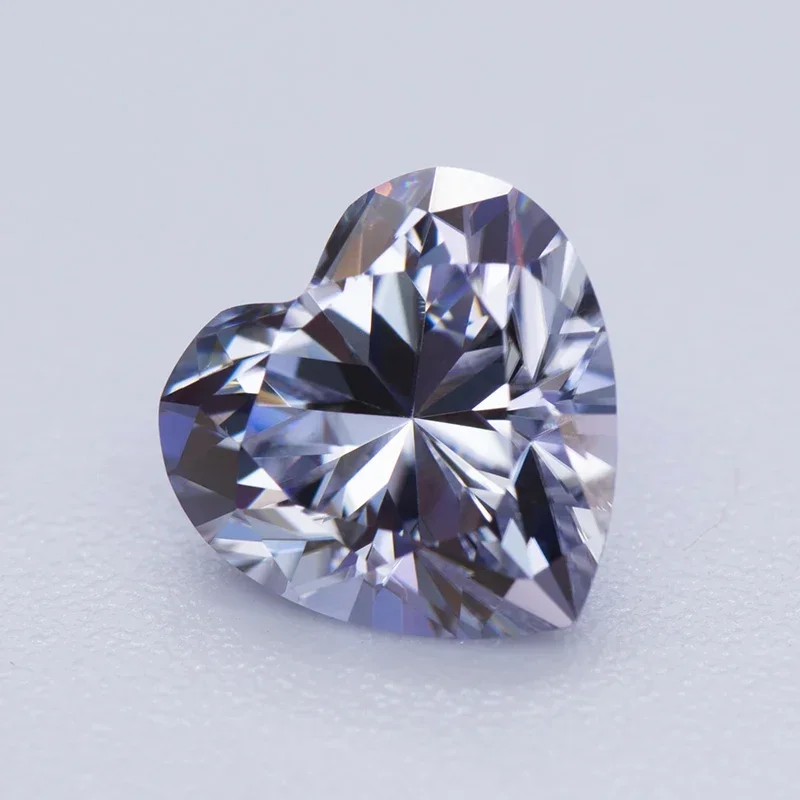 Moissanite Stone Heart Cutting Lavender Color Gemstones Lab Grown Advanced Jewelry Making Materials Diamond with GRA Certificate