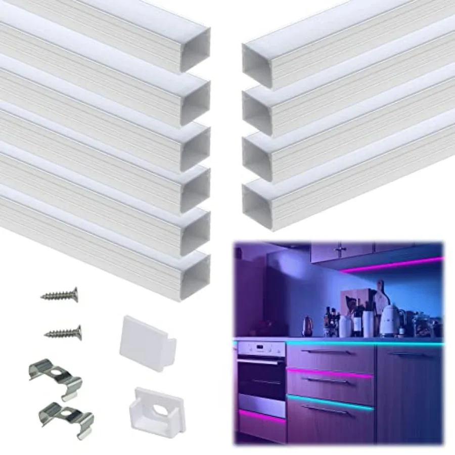 Pack 3.3FT/1M Plus-Size Spotless LED Channel Silver Aluminum LED Strip Diffuser Channel with Milky White Cover U3 WW 1M