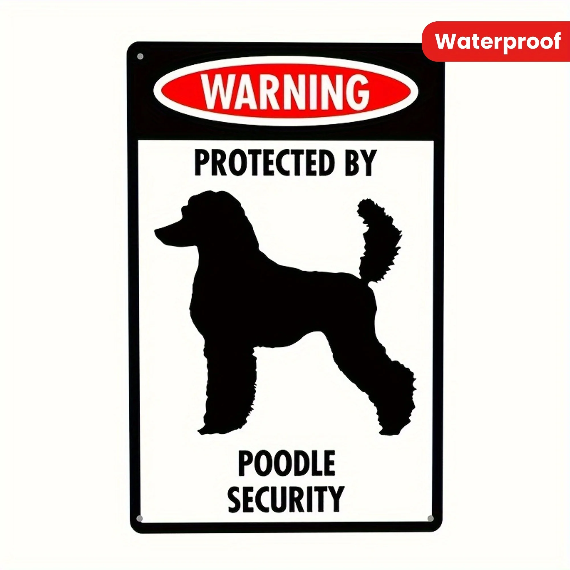 Humorous Poodle Security Warning Sign - Vintage Metal Tin Waterproof Wall Decor for Home, Garage, Bar, Cafe No Electri