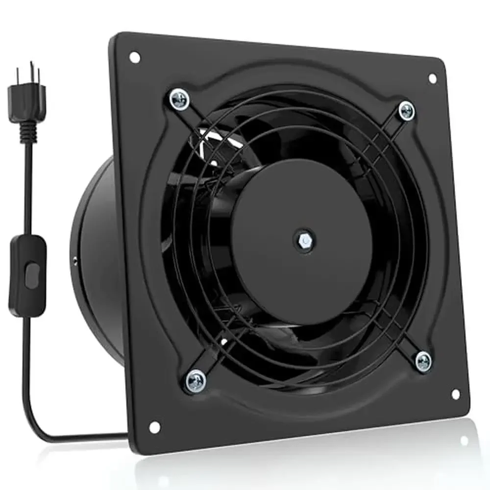 

6-дюймовый вытяжной вентилятор 308CFM, настенная вентиляция, система HVAC, кухня, ванная комната, чердак, гараж, черный металлический вентилятор, оконный эффективный двигатель, высокий