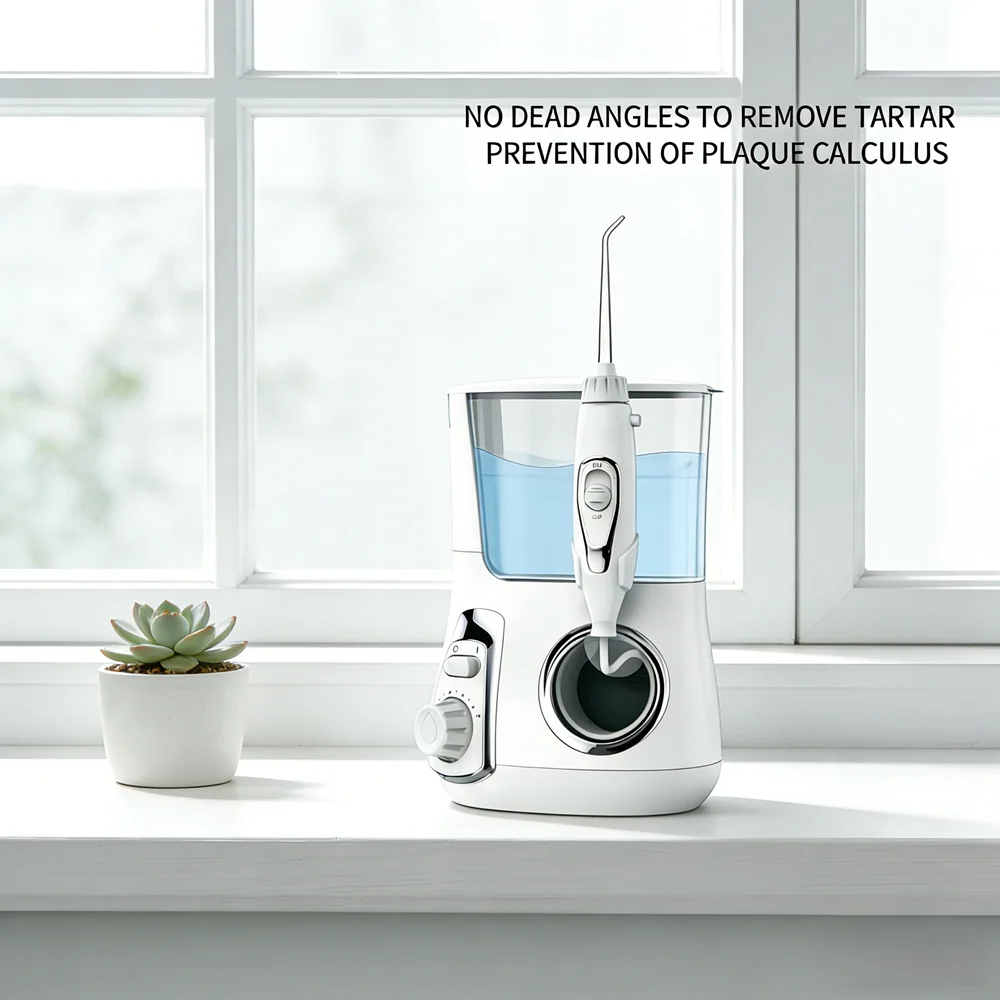 

Настольный ирригатор для полости рта 800 мл с 10 режимами, 5 насадками, эффективное средство для чистки зубов, уменьшения налета и предотвращения кариеса