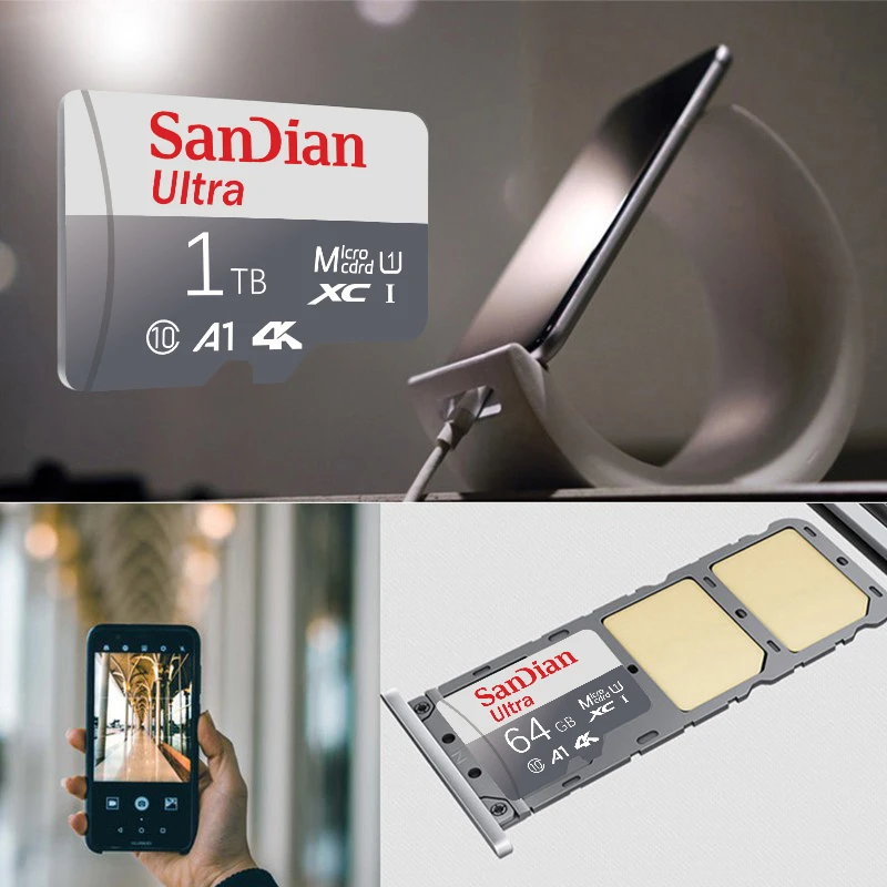 SANDIAN-tarjeta de memoria SD de 2TB, Micro TF/SD de 1TB, 512GB, Clase 10, alta velocidad, A2, U3, Flash, V60 tarjeta TF, Flash, tarjeta SD para cámara 4K, PC