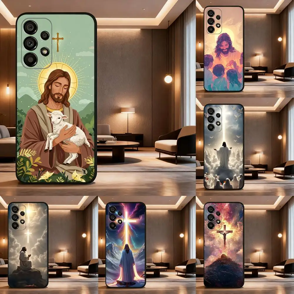 

Jesus Christian Faith Case For Samsung Galaxy A73,52,71,22,Note,31,8,9,53,32,72,41,J7,Soft Black Silicone Cover