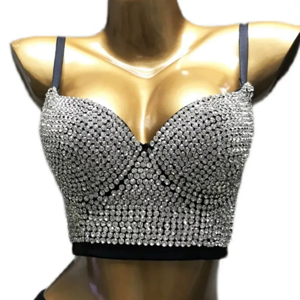 Women nail bead bra Europe and the United States fashion halter vest wear bright diamond with the chest top back bra