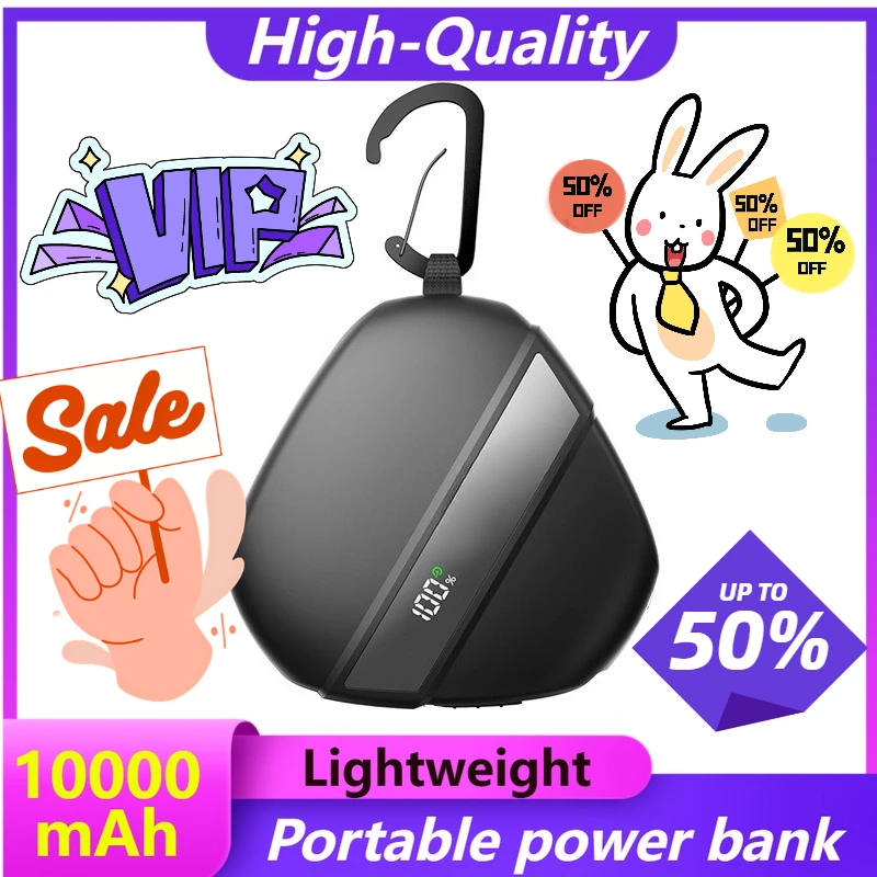 

10000mAh Power Bank with Outdoor Wearable Hook Retractable Cable and Super Fast Charging Function Mobile Power