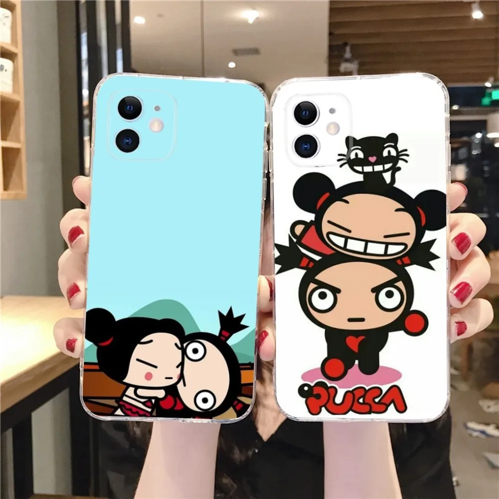 Cartoon P-Pucca Garu  Phone Case For IPhone 12,13,Mini,11,15,Pro,MAX,XR,XS,7,X,SE,8,14Plus Clear Soft Cover Fundas