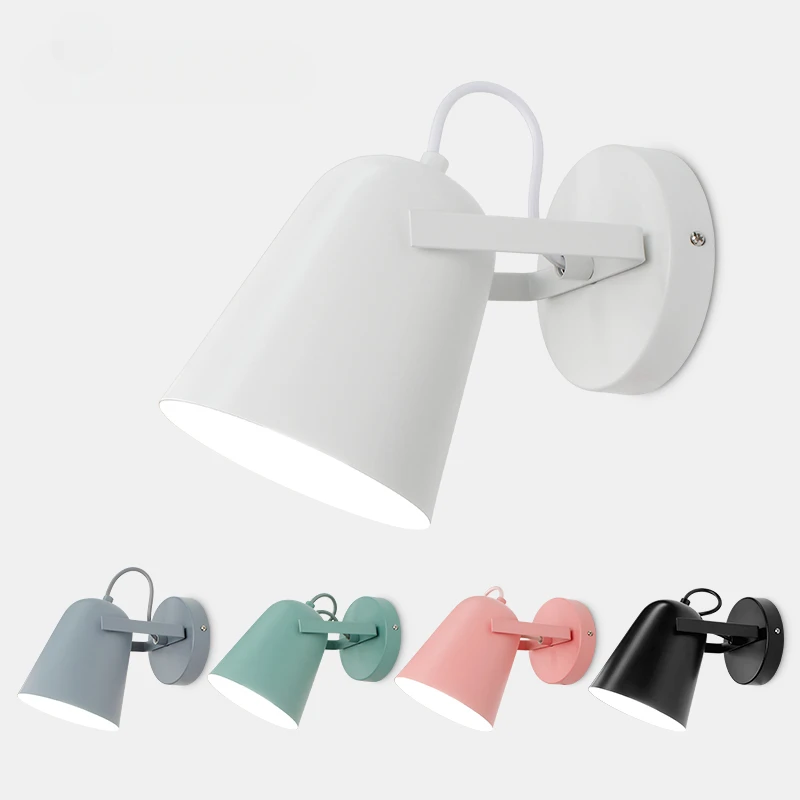 

Wall Lamp Led Nordic Sconce Wall Lights E27 Head Light Macaron Wall Lamps For Bedside