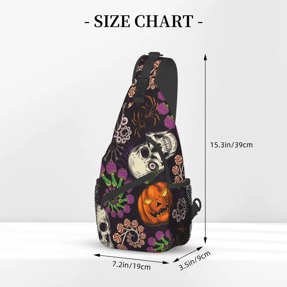 Halloween With Skull Pumpkin Head Crossbody Chest Bags Psychedelic Pattern Pockets Pack Messenger Sports Teens Shoulder Bag