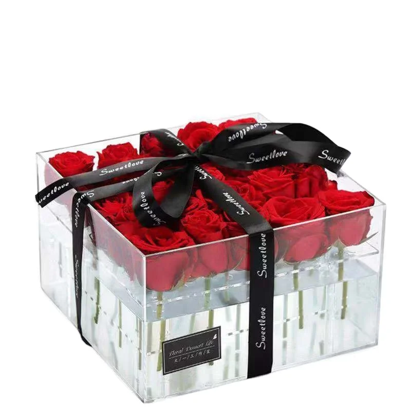Acrylic Box Save Flowers Handmade Birthday Gifts for Wife/Girl Friends Valentine's Day Gifts