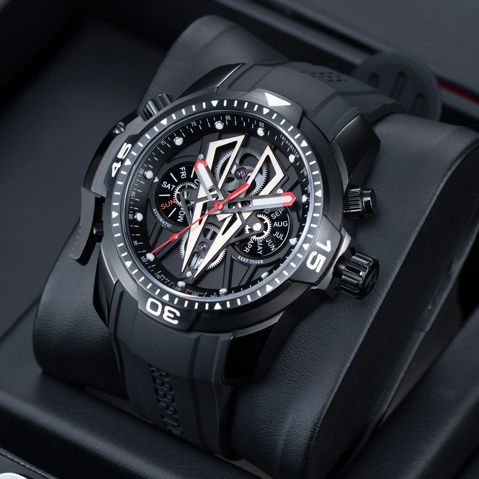 Reloj Reef Tiger/RT de Diseño, Reloj Automático para Hombre, Relojes Mecánicos de Cuero Casuales de Moda, Relogio Masculino Original RGA3591
