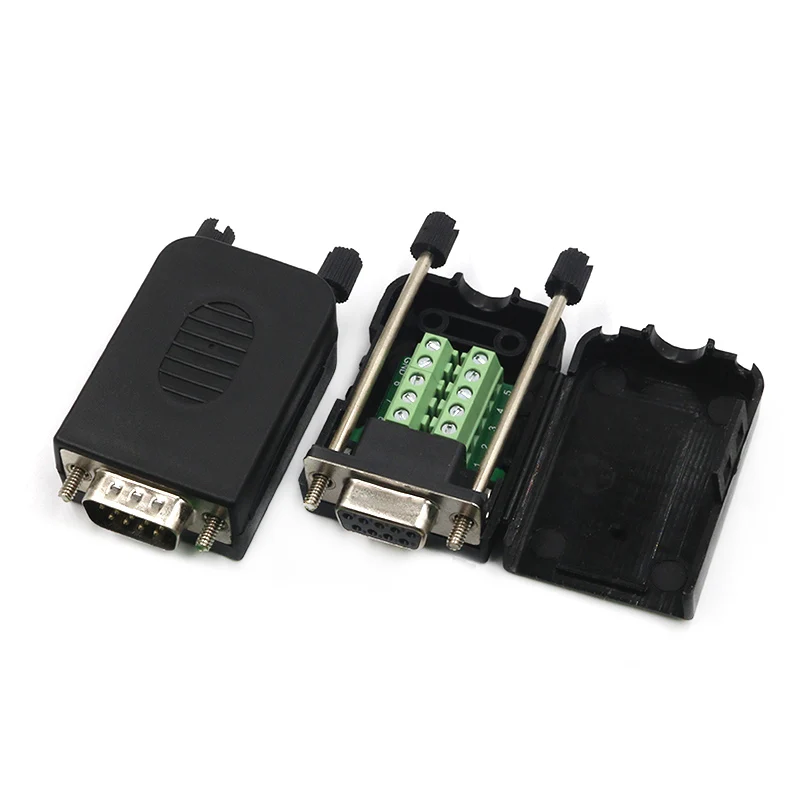 DB9 serial COM transfer-free solder terminals RS232 female connector with back side screw DIY