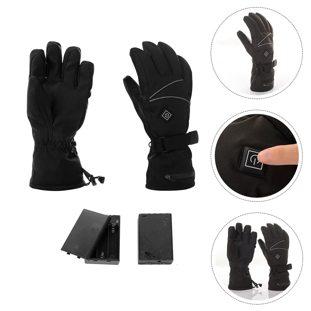 Hand Warmers Gloves Heated Winter Skiing Versatile Heating Thicken Motorcycle Supply Accessory Black Man