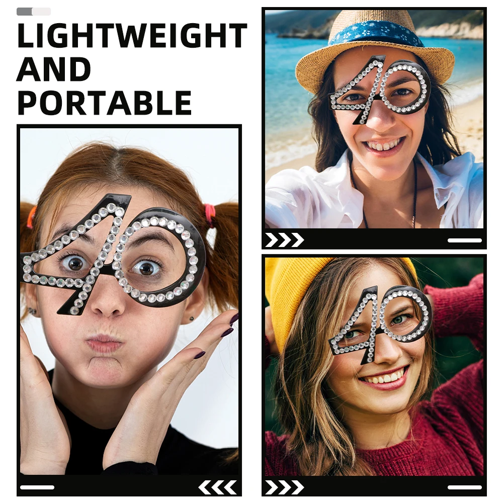 

50th Birthday Glasses Rhinestone Birthday Glasses Eyeglass Novelty Prop Photo Decor Lightweight Portable