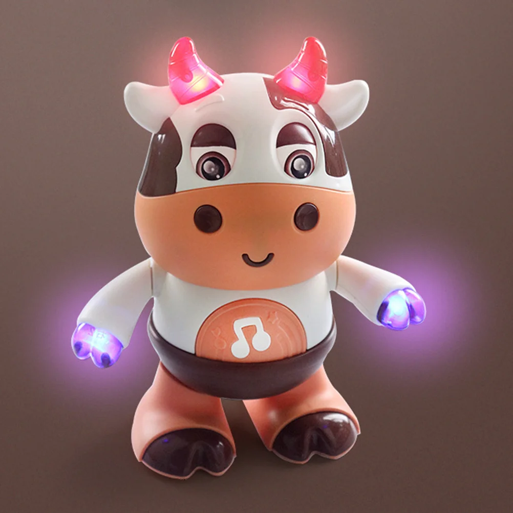 Electric Dancing Cow Walking Calf Toy Plaything Animal Model Kids Crawling Learning Musical Light Appearance Soft Lighting Baby