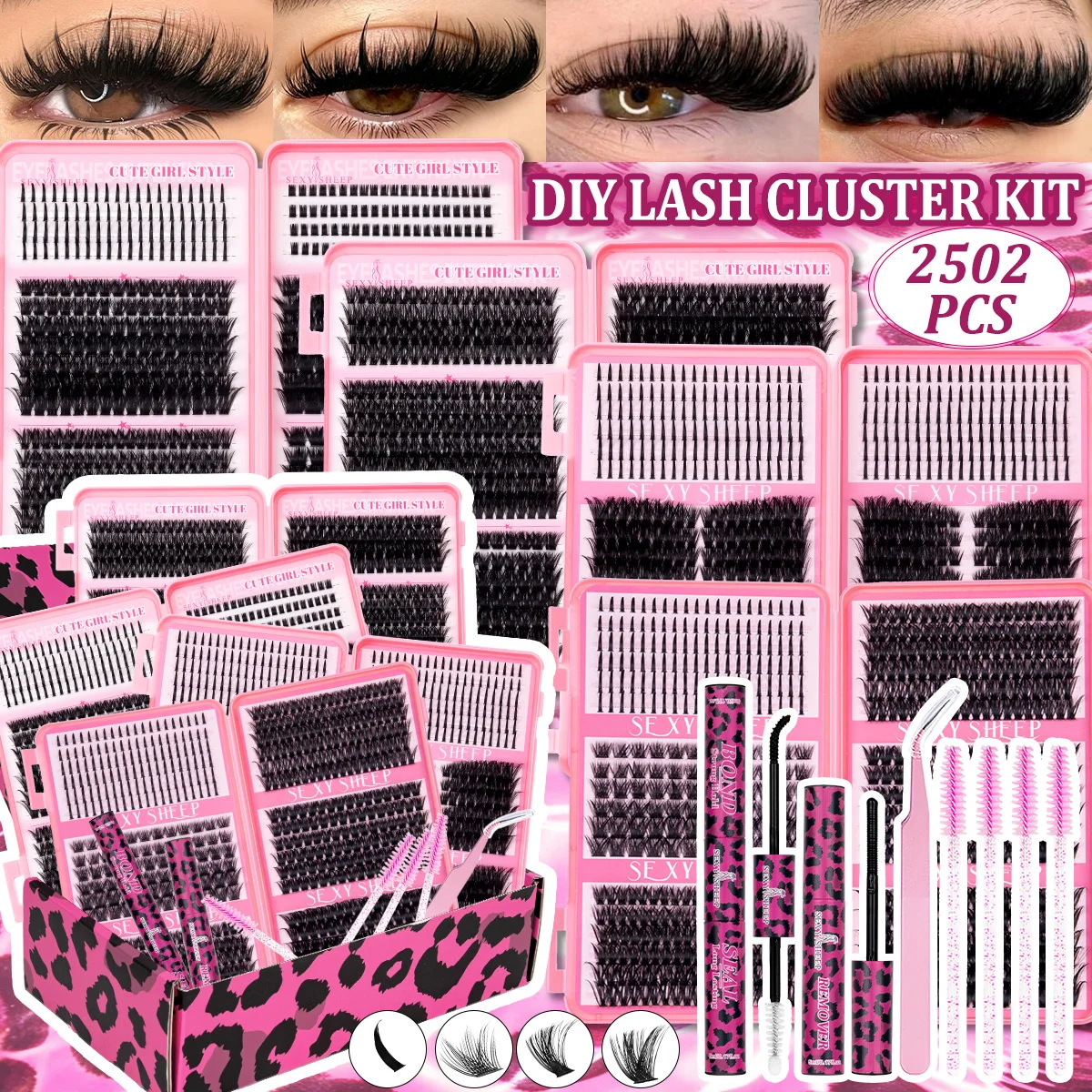 DIY Wimpern-Cluster-Set Wispy Wimpernverlängerungs-Set Spikes Lashes Manga Große Kapazität mit Kleber und Versiegelung Halloween-Weihnachtsgeschenk – Detail 1