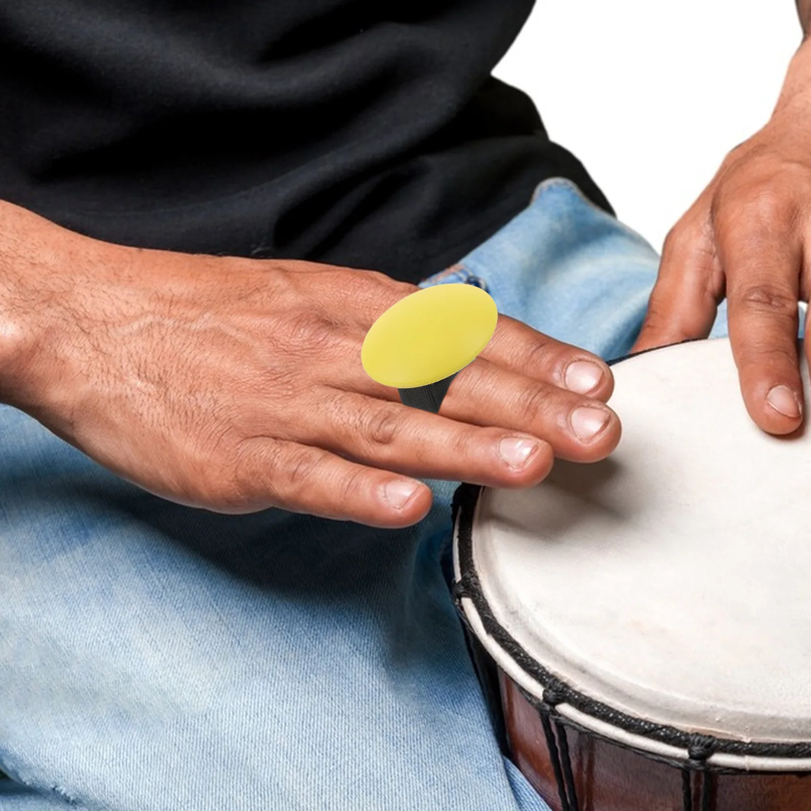 

African Drum Accessories Shaker Finger Instrument Hand Bell Rhythm Hammer Yellow