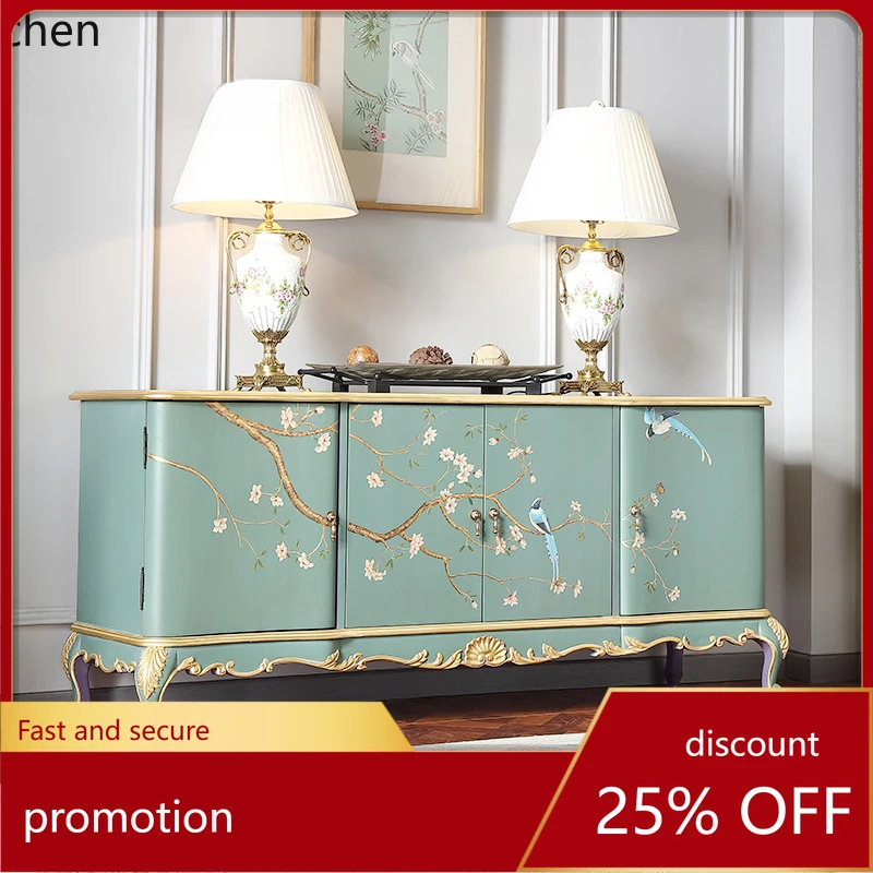 HT Chinese style painted storage decorative cabinet light luxury villa multi-functional entrance display cabinet