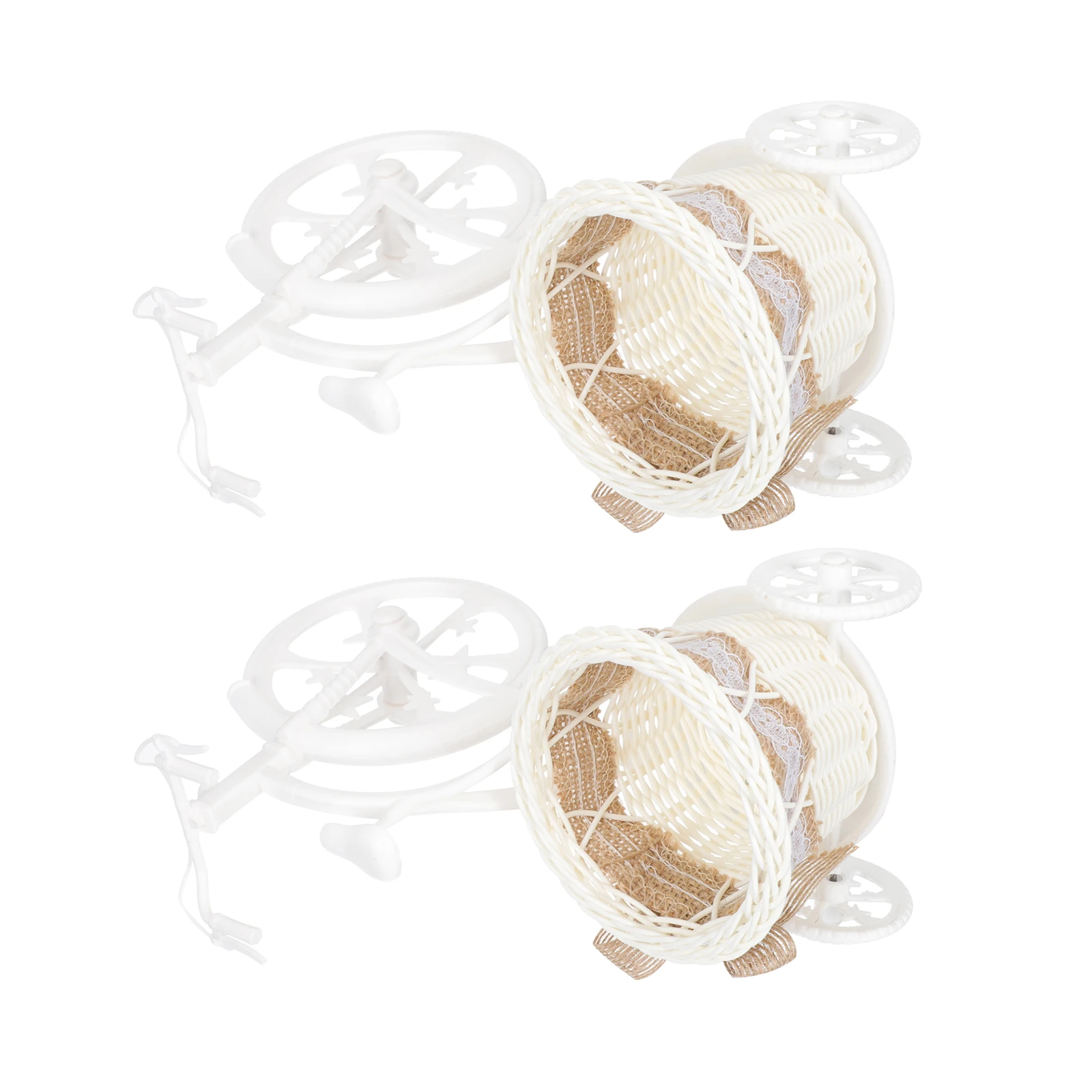 

2 Pcs Hand-woven Baskets Small Rattan Flower Storage Handmade Rural Style Ornaments Garden