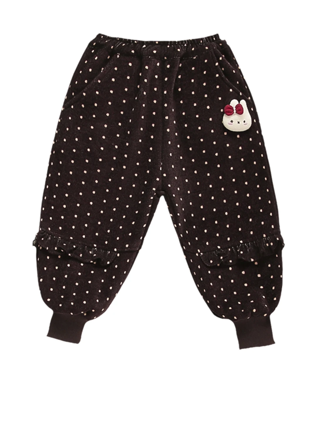 Pantaloni per Bambine Thiened Fce Autunno Inverno, Pantaloni Lunghi a Pois con Coniglietto, Pantaloni a Palloncino per Ragazze