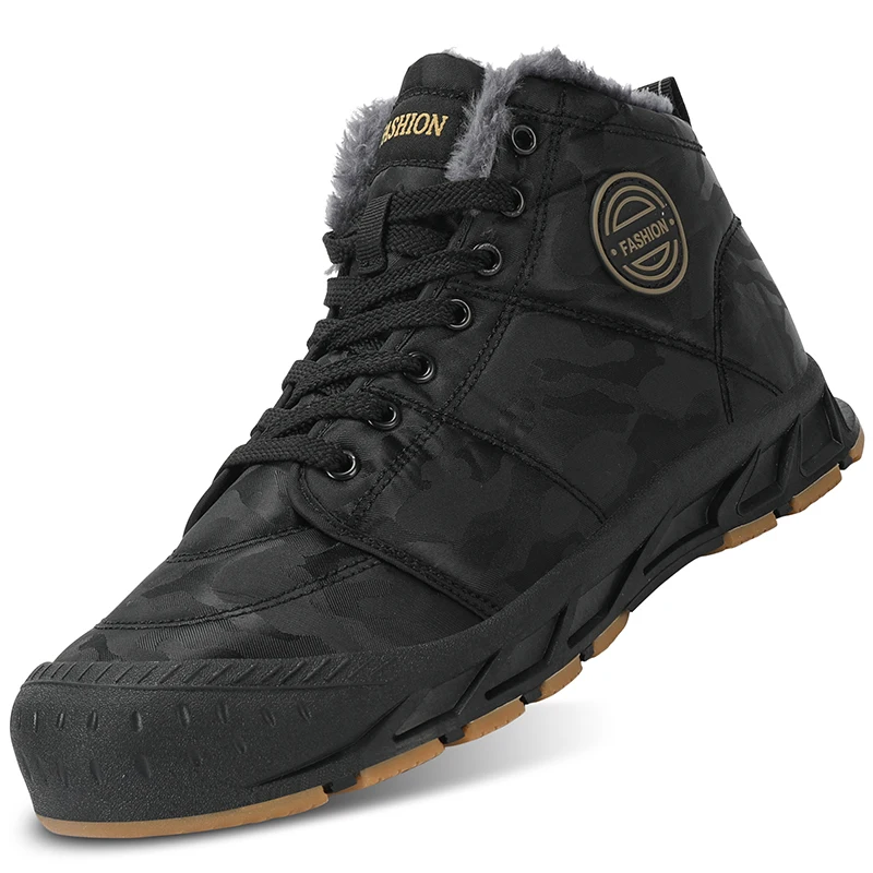 Herren-Schneestiefel mit hohem Schaft, wasserdicht, mit Fell gefüttert, Winterstiefel, rutschfest, isoliert, Outdoor-Wanderstiefel, für kaltes Wetter, zum täglichen Spazierengehen. – Detail 7