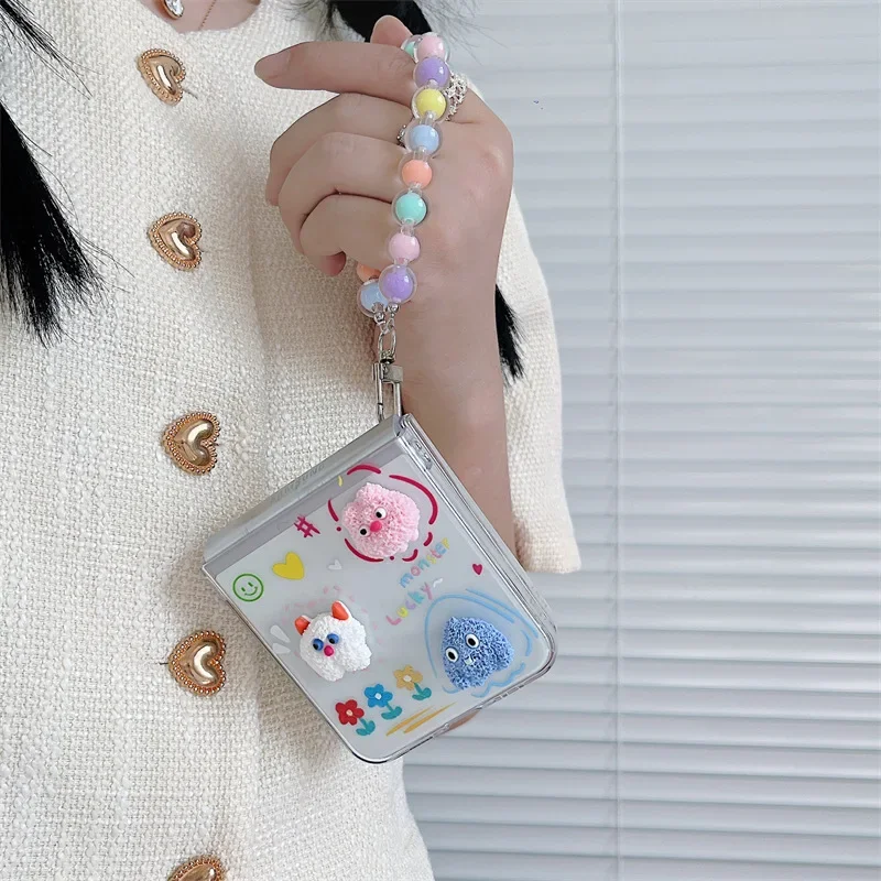 Чехол для телефона с изображением маленького монстра для Samsung Galaxy Z Flip 6 5 4 3, защитная задняя крышка для ZFlip4 ZFlip5 ZFlip6, защитный чехол