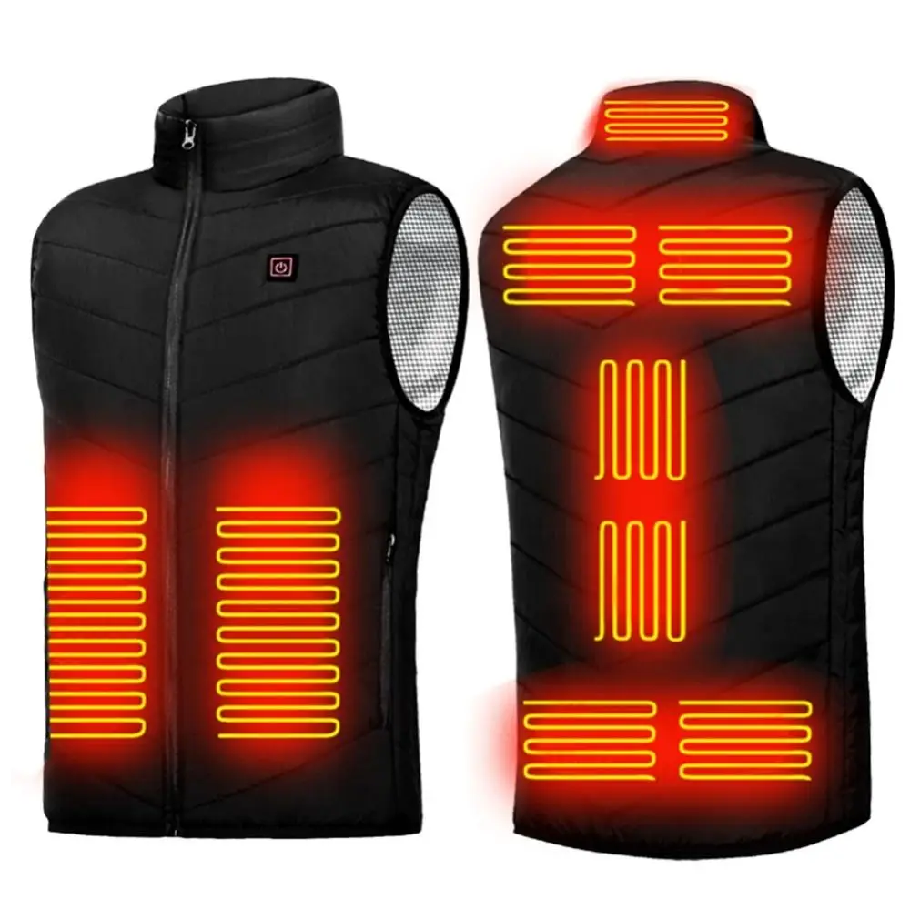 New S-4XL Intelligent Heated Vest Oversized USB Heated Jacket 9 Areas Zone Thermal Electric Heated Vest Men Women